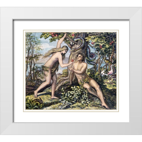Mans Shameful Fall White Modern Wood Framed Art Print with Double Matting by Von Carolsfeld, Julius Schnorr