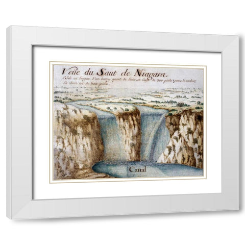 Niagara Falls White Modern Wood Framed Art Print with Double Matting by Unknown