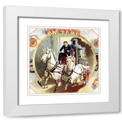 On Time White Modern Wood Framed Art Print with Double Matting by Unknown