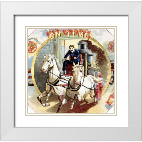 On Time White Modern Wood Framed Art Print with Double Matting by Unknown