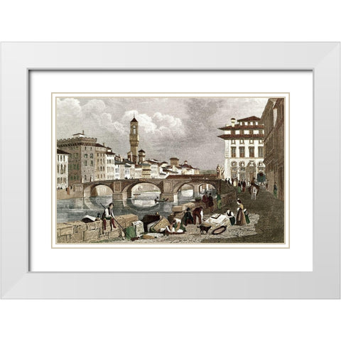 Ponte Santa Trinita White Modern Wood Framed Art Print with Double Matting by Unknown