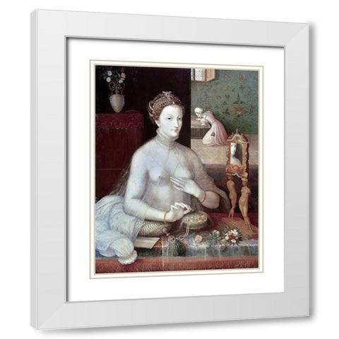 Portrait of a Woman White Modern Wood Framed Art Print with Double Matting by Unknown