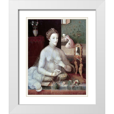 Portrait of a Woman White Modern Wood Framed Art Print with Double Matting by Unknown