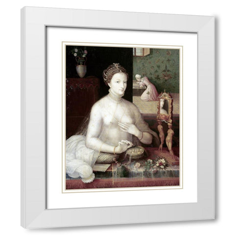Portrait of a Woman White Modern Wood Framed Art Print with Double Matting by Unknown