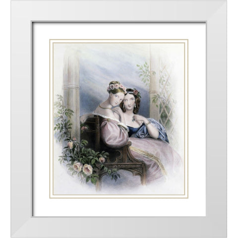 Roses White Modern Wood Framed Art Print with Double Matting by Unknown