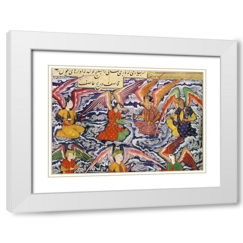 Scene of Conversation Among The Deities White Modern Wood Framed Art Print with Double Matting by Unknown