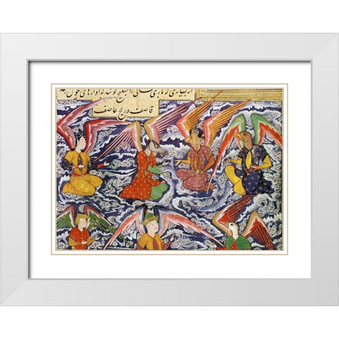 Scene of Conversation Among The Deities White Modern Wood Framed Art Print with Double Matting by Unknown