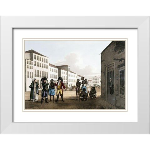 Slave Market White Modern Wood Framed Art Print with Double Matting by Unknown