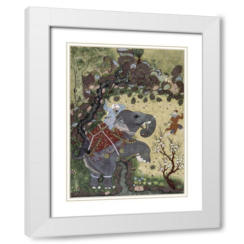 Subduing an Enraged Elephant White Modern Wood Framed Art Print with Double Matting by Unknown