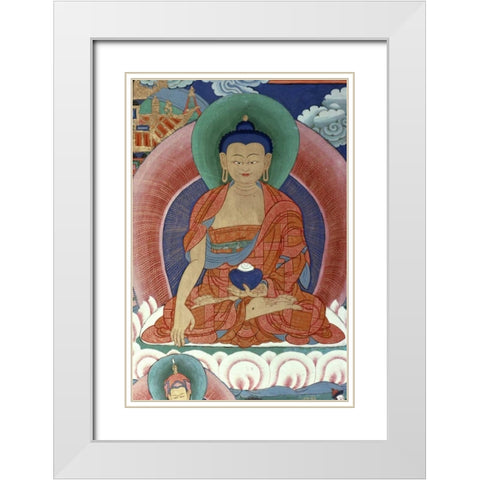Tigers Den - Detail of Buddha White Modern Wood Framed Art Print with Double Matting by Unknown