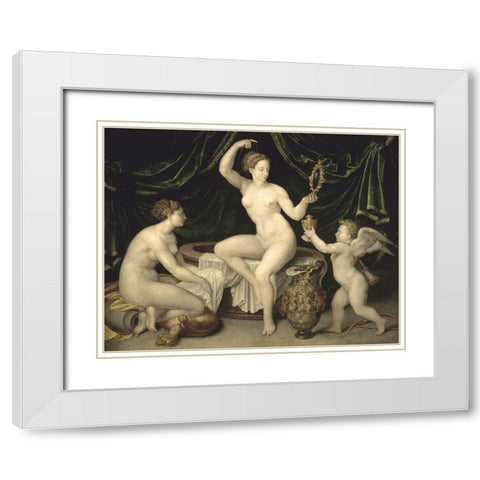 Venus and Cupid White Modern Wood Framed Art Print with Double Matting by Unknown
