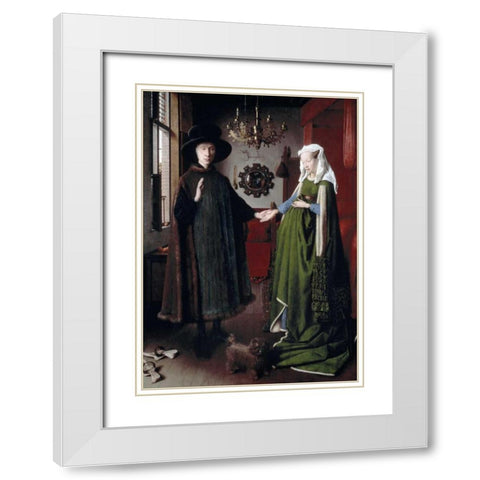 Arnolfini Portrait White Modern Wood Framed Art Print with Double Matting by Van Eyck, Jan