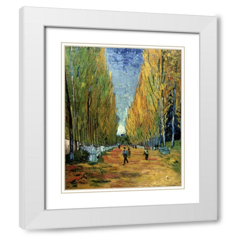 Allee des Alyscamps White Modern Wood Framed Art Print with Double Matting by Van Gogh, Vincent
