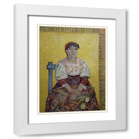 An Italian Woman White Modern Wood Framed Art Print with Double Matting by Van Gogh, Vincent