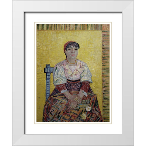An Italian Woman White Modern Wood Framed Art Print with Double Matting by Van Gogh, Vincent