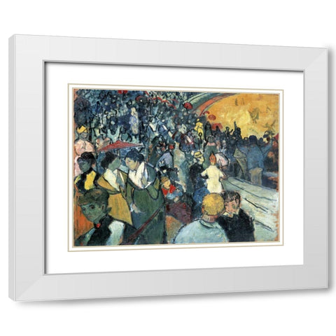 Arena in Arles White Modern Wood Framed Art Print with Double Matting by Van Gogh, Vincent