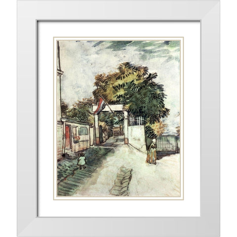 Entrance to the Moulin De La Galette White Modern Wood Framed Art Print with Double Matting by Van Gogh, Vincent