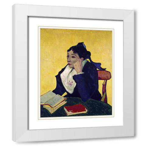 LArlesienne: Madame Joseph Michel Ginoux White Modern Wood Framed Art Print with Double Matting by Van Gogh, Vincent
