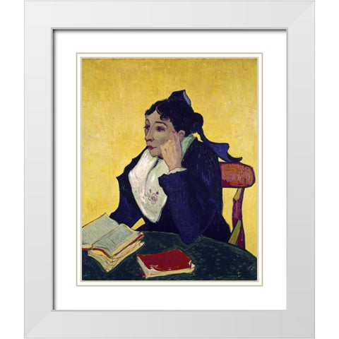LArlesienne: Madame Joseph Michel Ginoux White Modern Wood Framed Art Print with Double Matting by Van Gogh, Vincent