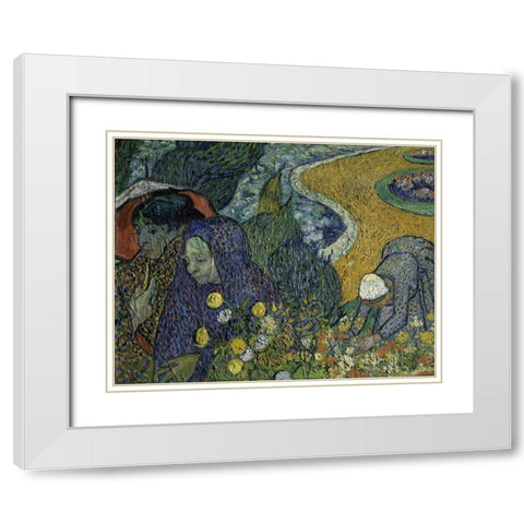 Memories of the Garden at Essen White Modern Wood Framed Art Print with Double Matting by Van Gogh, Vincent