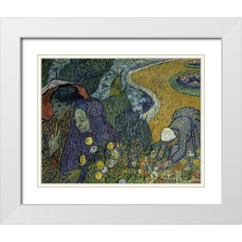 Memories of the Garden at Essen White Modern Wood Framed Art Print with Double Matting by Van Gogh, Vincent
