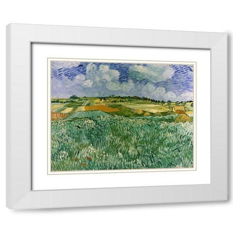 Plain Near Auvers White Modern Wood Framed Art Print with Double Matting by Van Gogh, Vincent