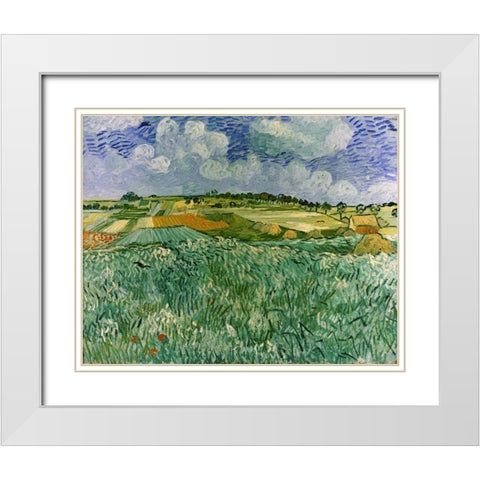 Plain Near Auvers White Modern Wood Framed Art Print with Double Matting by Van Gogh, Vincent