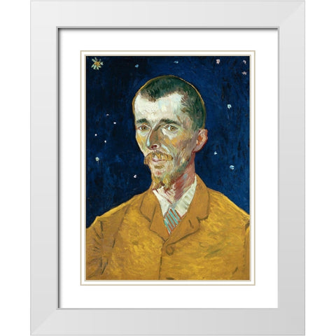 Portrait of Eugene Boch White Modern Wood Framed Art Print with Double Matting by Van Gogh, Vincent