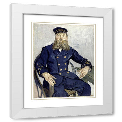 Portrait of Joseph Roulin White Modern Wood Framed Art Print with Double Matting by Van Gogh, Vincent