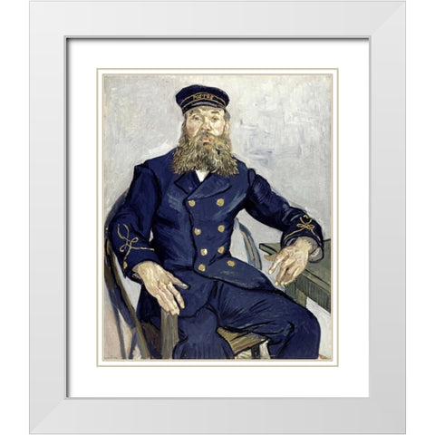 Portrait of Joseph Roulin White Modern Wood Framed Art Print with Double Matting by Van Gogh, Vincent
