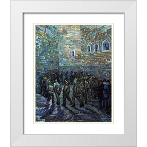 Prisoners Exercising - After Dore White Modern Wood Framed Art Print with Double Matting by Van Gogh, Vincent