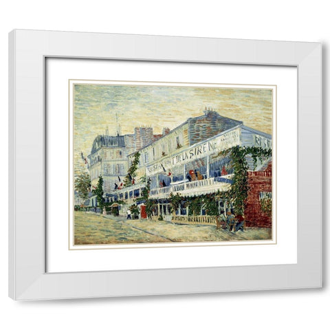 Restaurant de la Sirene at Asnieres 1887 White Modern Wood Framed Art Print with Double Matting by Van Gogh, Vincent