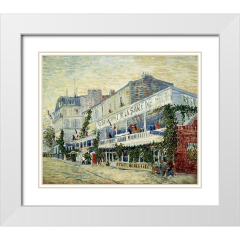 Restaurant de la Sirene at Asnieres 1887 White Modern Wood Framed Art Print with Double Matting by Van Gogh, Vincent
