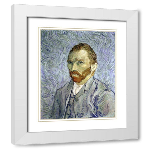 Self Portrait White Modern Wood Framed Art Print with Double Matting by Van Gogh, Vincent