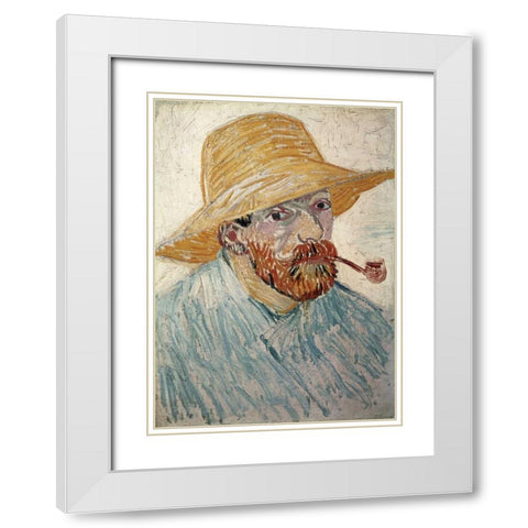 Self Portrait 1888 White Modern Wood Framed Art Print with Double Matting by Van Gogh, Vincent
