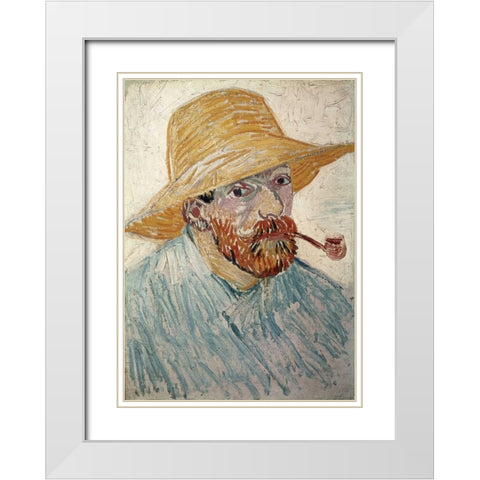 Self Portrait 1888 White Modern Wood Framed Art Print with Double Matting by Van Gogh, Vincent