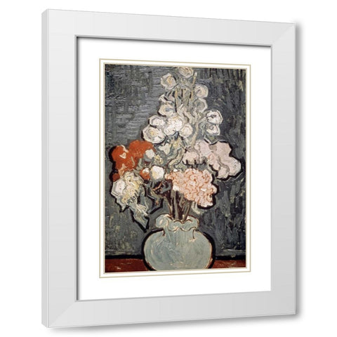 Still Life: Vase With Rose-Mallows White Modern Wood Framed Art Print with Double Matting by Van Gogh, Vincent