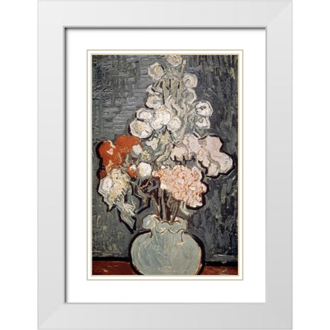 Still Life: Vase With Rose-Mallows White Modern Wood Framed Art Print with Double Matting by Van Gogh, Vincent