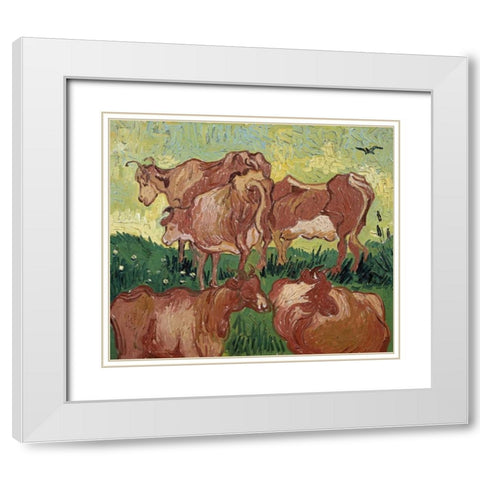The Cows White Modern Wood Framed Art Print with Double Matting by Van Gogh, Vincent