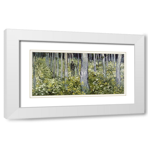 Undergrowth with Two Figures White Modern Wood Framed Art Print with Double Matting by Van Gogh, Vincent