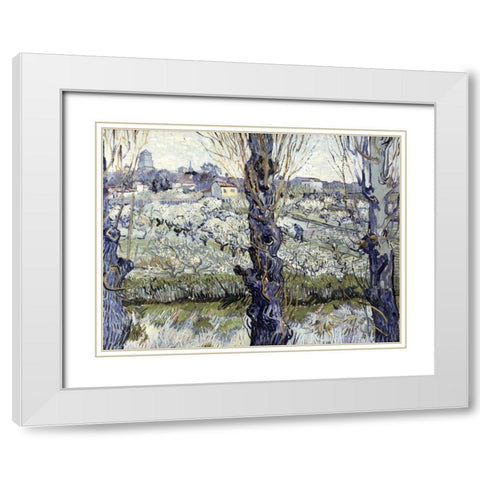 View of Arles White Modern Wood Framed Art Print with Double Matting by Van Gogh, Vincent