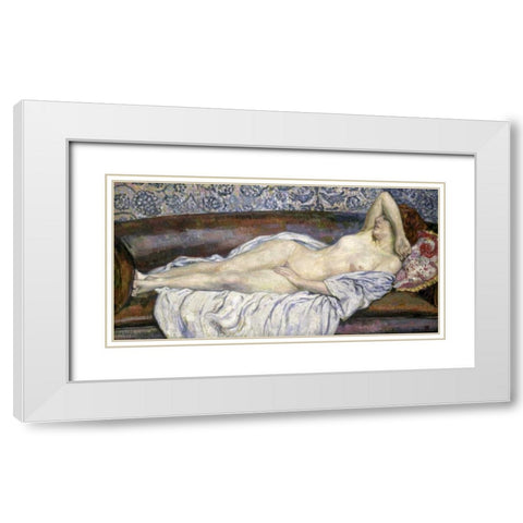 Nu Allouge White Modern Wood Framed Art Print with Double Matting by Van Rysselberghe, Theo