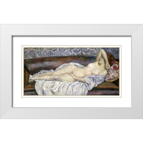 Nu Allouge White Modern Wood Framed Art Print with Double Matting by Van Rysselberghe, Theo