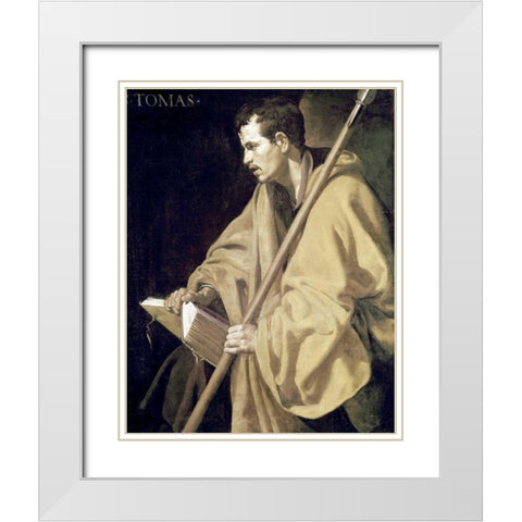 Saint Thomas White Modern Wood Framed Art Print with Double Matting by Velazquez, Diego