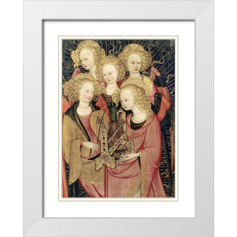 Angel Musicians White Modern Wood Framed Art Print with Double Matting by Verona, Stefano da