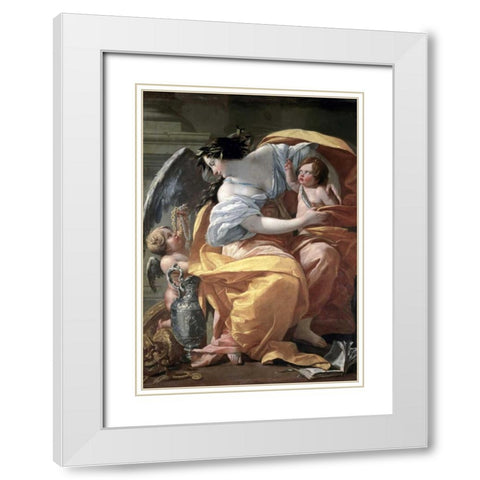 Allegory of Wealth, late 17th C. White Modern Wood Framed Art Print with Double Matting by Vouet, Simon