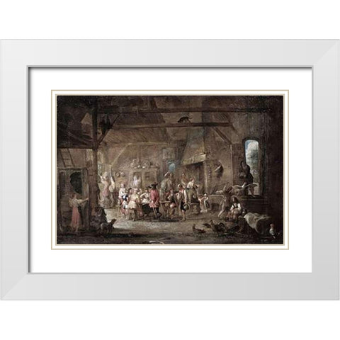 At The Bar White Modern Wood Framed Art Print with Double Matting by Wael, Cornelis de