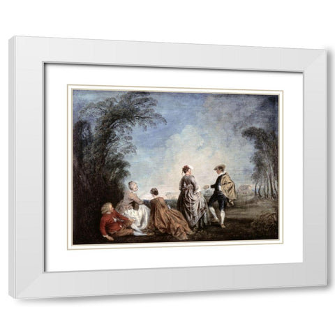 An Embarrassing Proposition White Modern Wood Framed Art Print with Double Matting by Watteau, Jean-Antoine