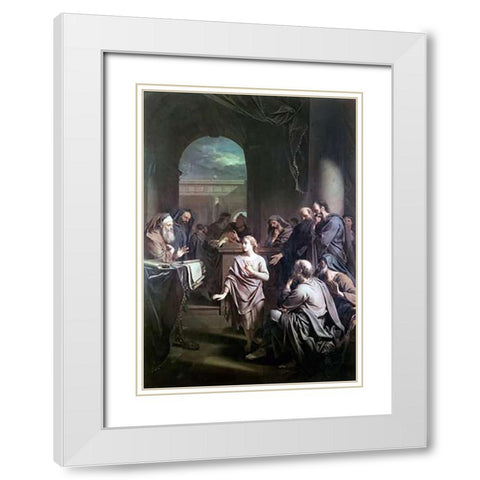 Boy Jesus In Temple White Modern Wood Framed Art Print with Double Matting by van der Werff, Adriaen