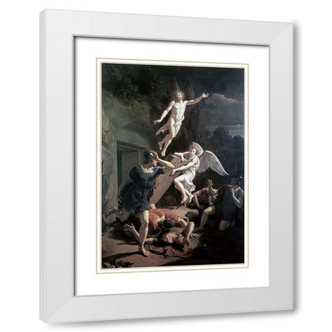 Resurrection White Modern Wood Framed Art Print with Double Matting by van der Werff, Adriaen